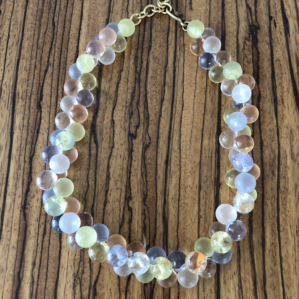 Monet Wisteria Pastel Moonglow Moonstone Lucite Bubbles Beaded Necklace